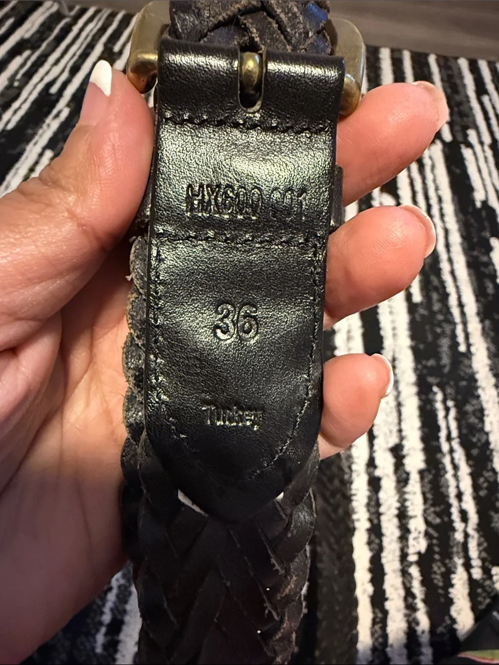 Vintage Tommy Hilfiger leather Woven Leather Men's Belt with Brass Buckle
